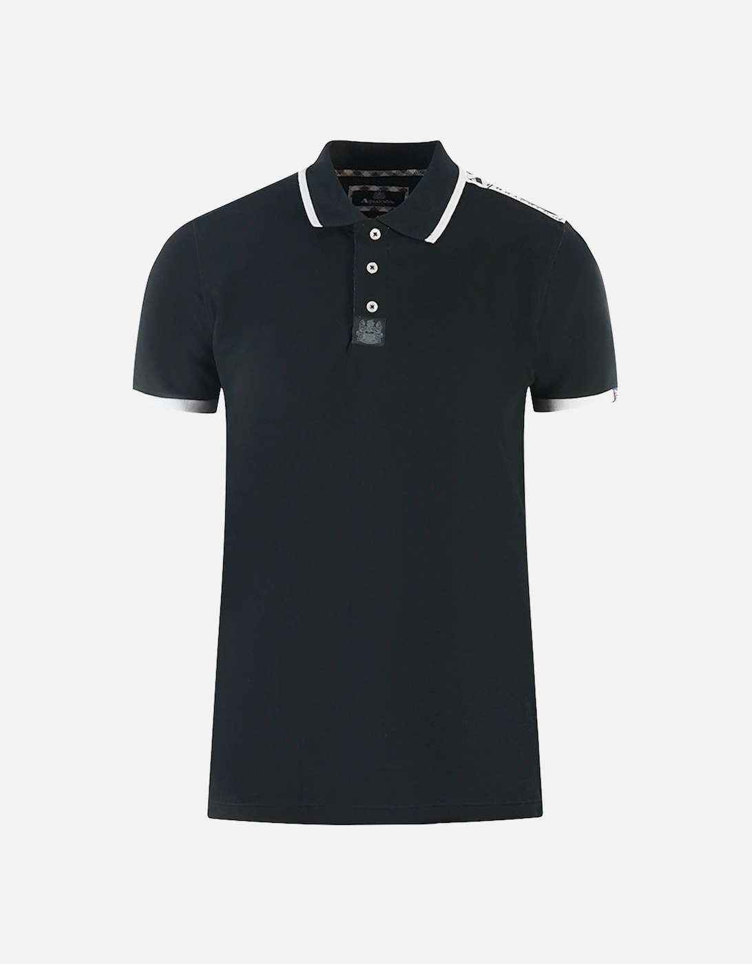 Branded Shoulder Tipped Black Polo Shirt, 5 of 4