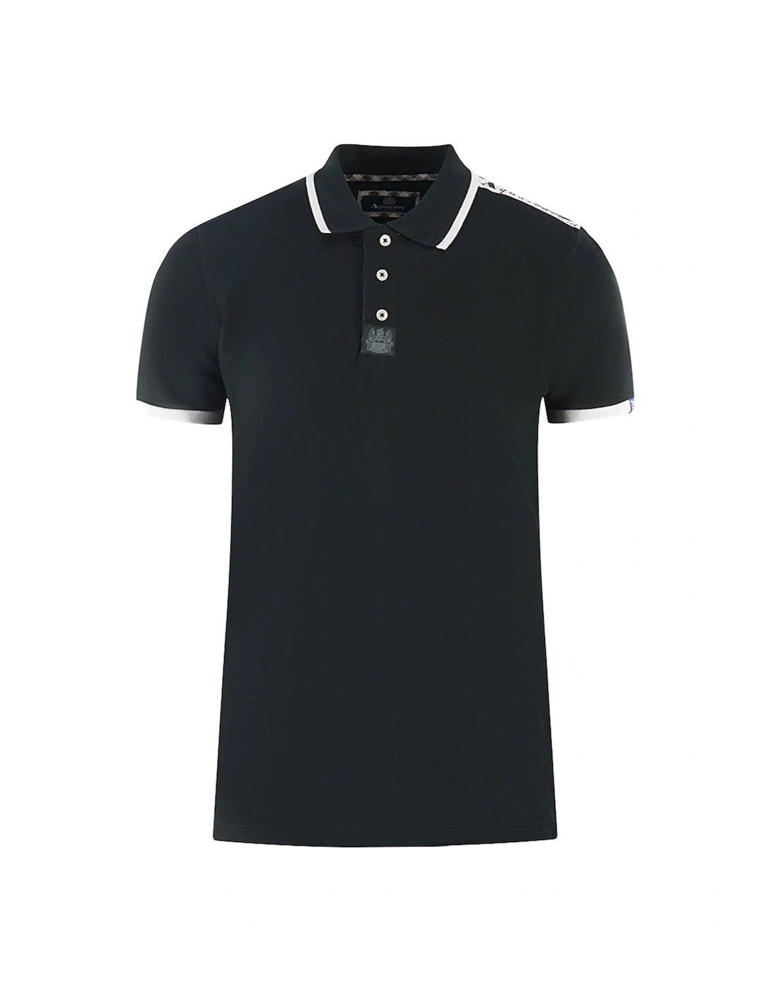 Branded Shoulder Tipped Black Polo Shirt, 5 of 4