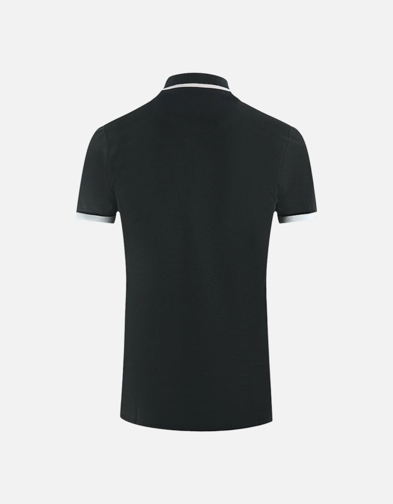 Branded Shoulder Tipped Black Polo Shirt