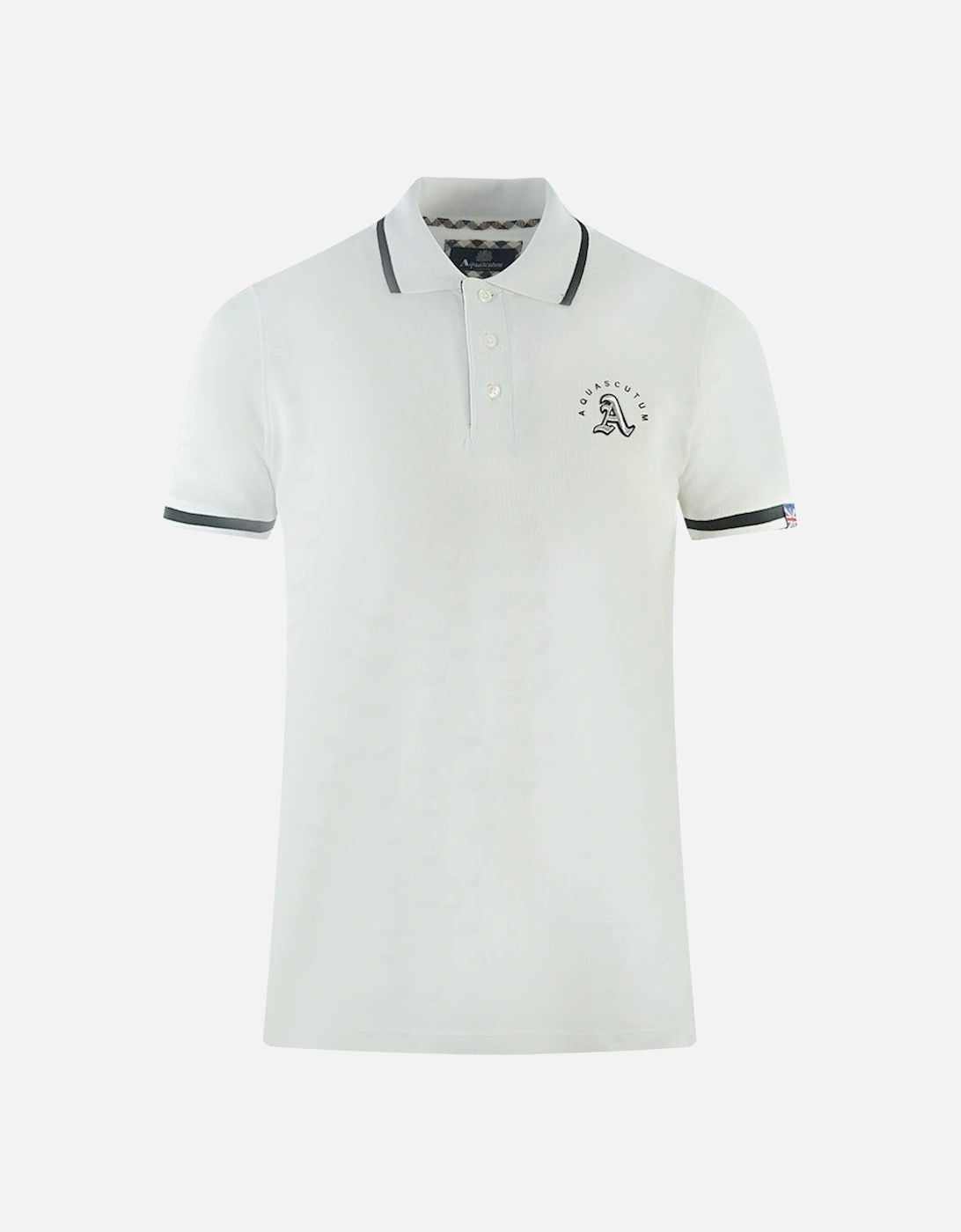 Embossed A Tipped White Polo Shirt, 3 of 2