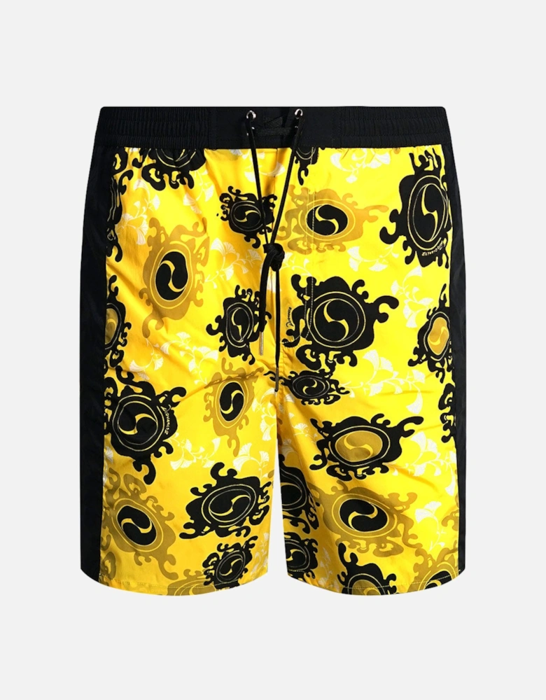 Floral All-Over Design Yellow Swim Shorts