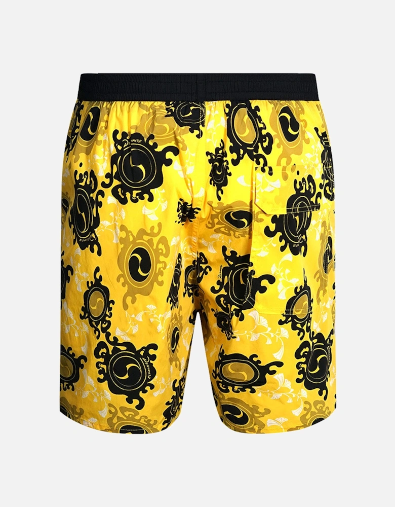 Floral All-Over Design Yellow Swim Shorts