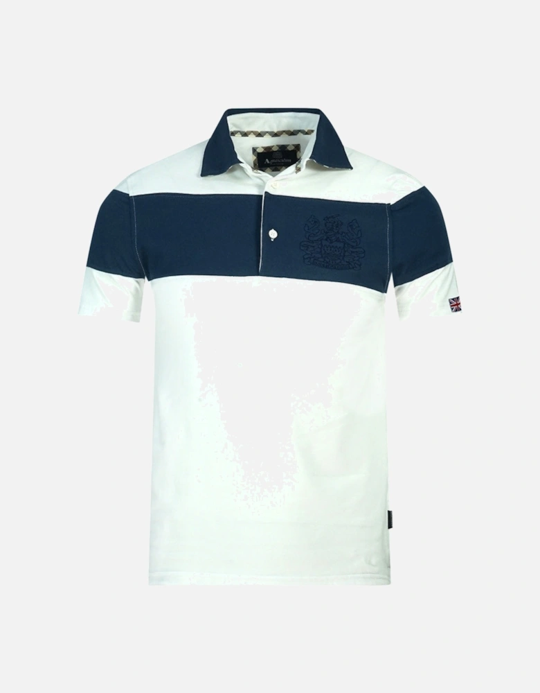 Colour Block Aldis Crest Chest Logo White Polo Shirt