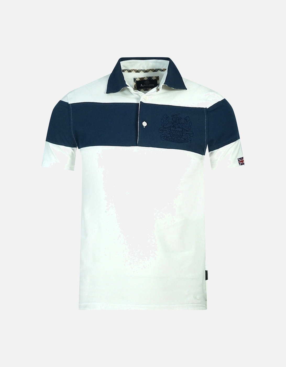 Colour Block Aldis Crest Chest Logo White Polo Shirt, 3 of 2