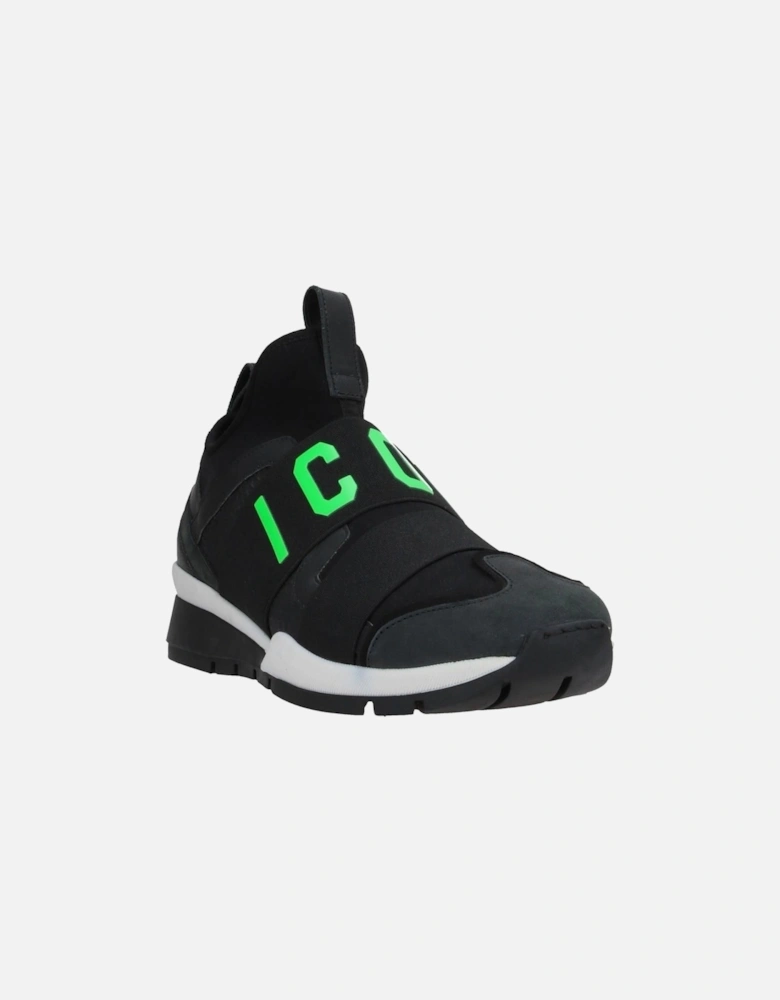 Green ICON Logo Strap Black Sneakers