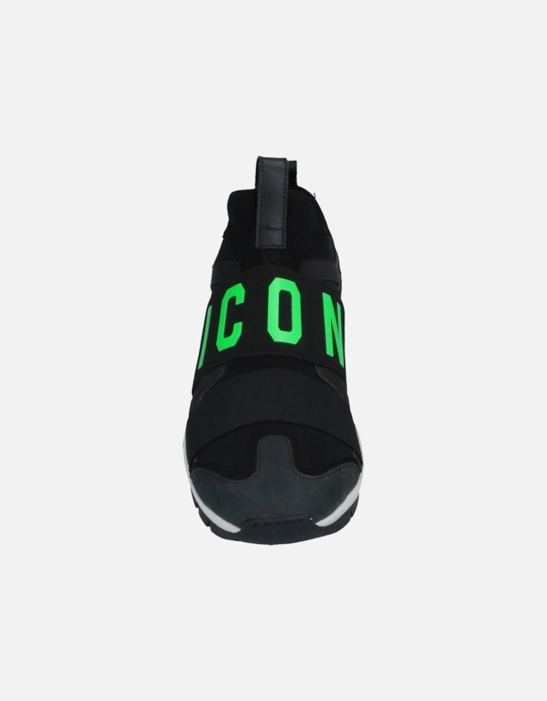 Green ICON Logo Strap Black Sneakers