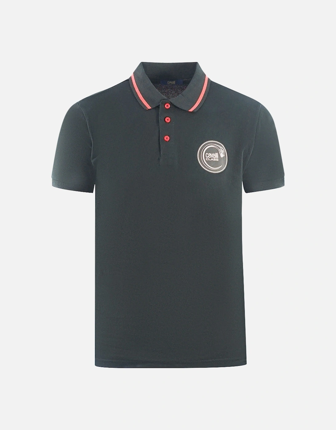 Cavalli Class Circular Snake Logo Black Polo Shirt, 3 of 2