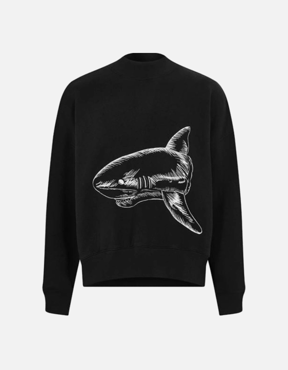 Split Shark Logo Crew Neck Black Sweater, 3 of 2