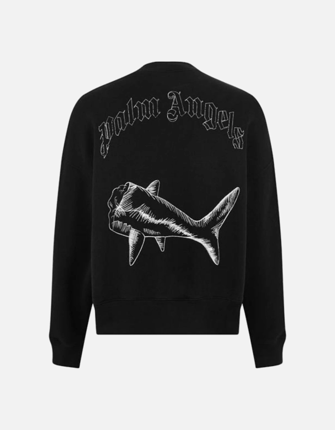 Split Shark Logo Crew Neck Black Sweater