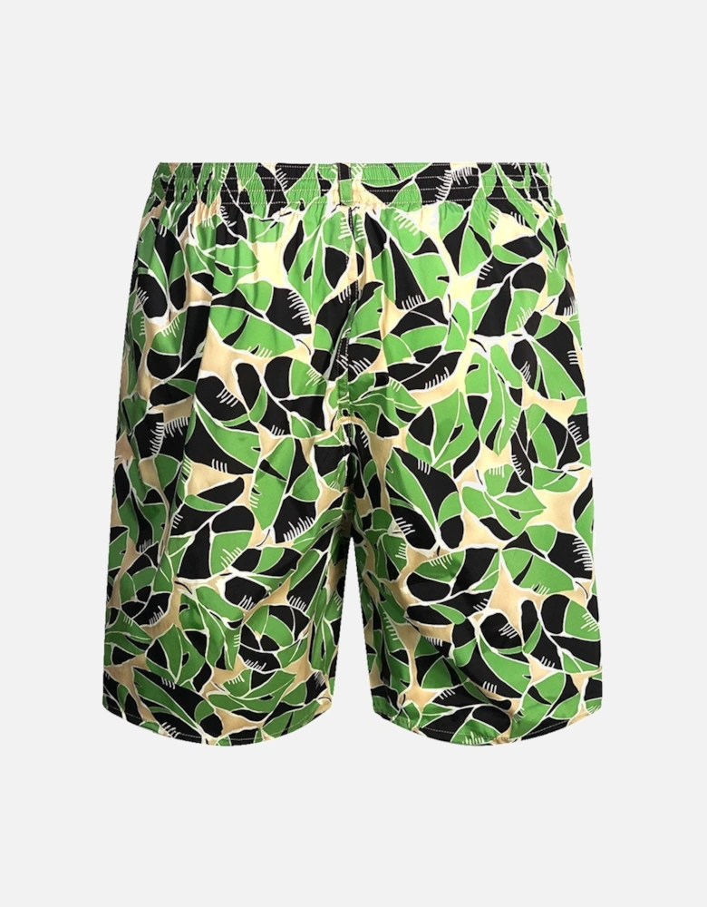 Leaf Design Green Swim Shorts