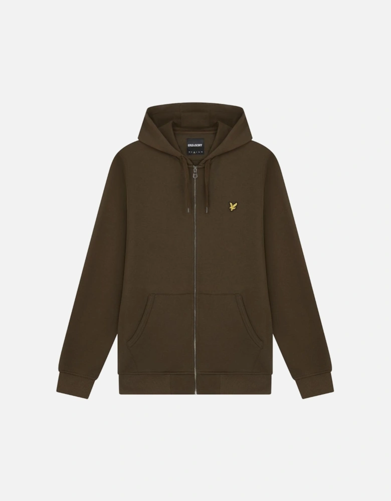 Lyle & Scott Branded Olive Zip-Up Hoodie