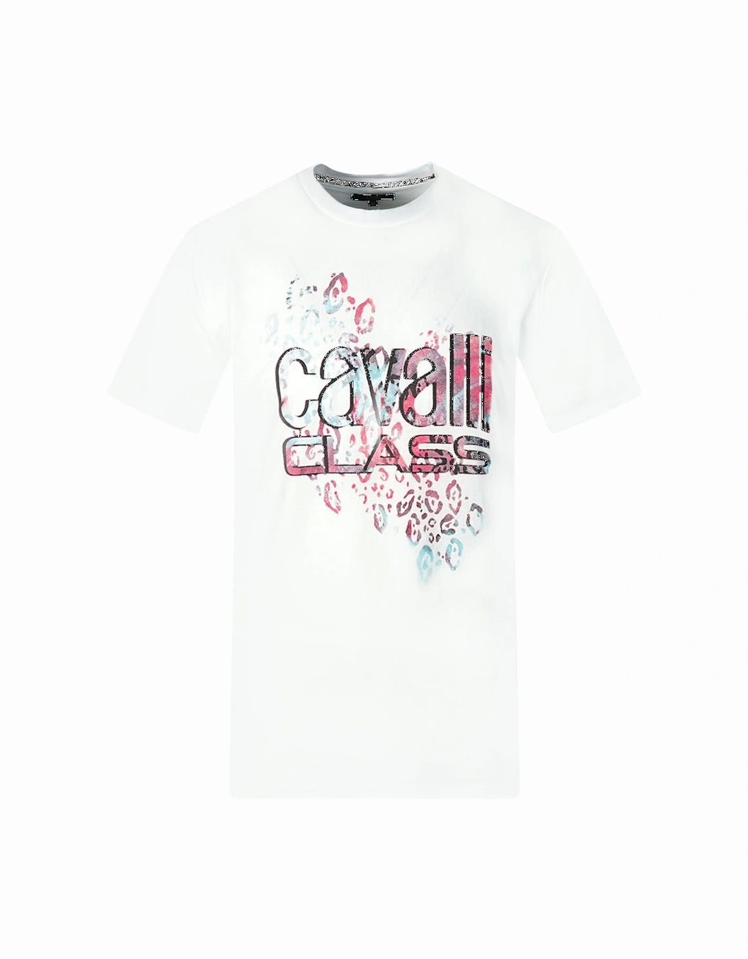 Cavalli Class Bold Leopard Print Logo White T-Shirt, 3 of 2
