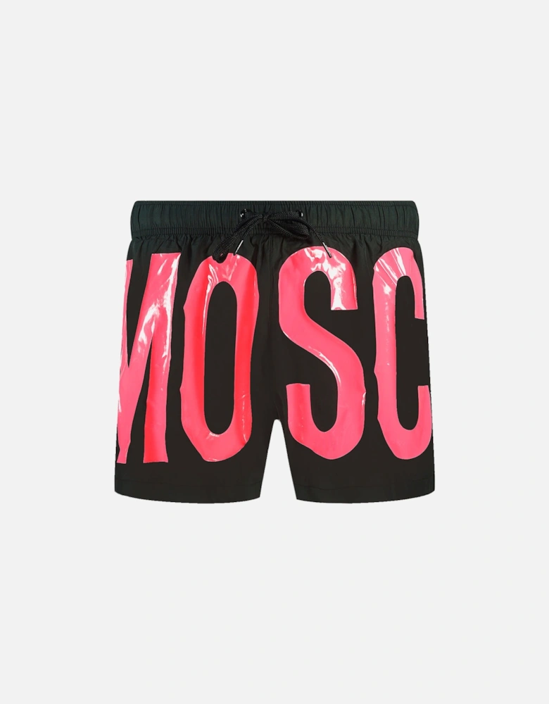 Large Pink Logo Black Shorts