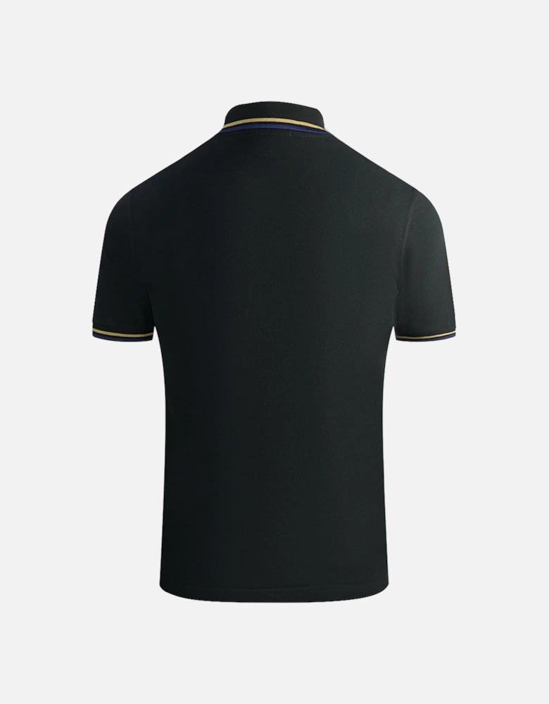 Yellow and Blue Tipped Black Polo Shirt