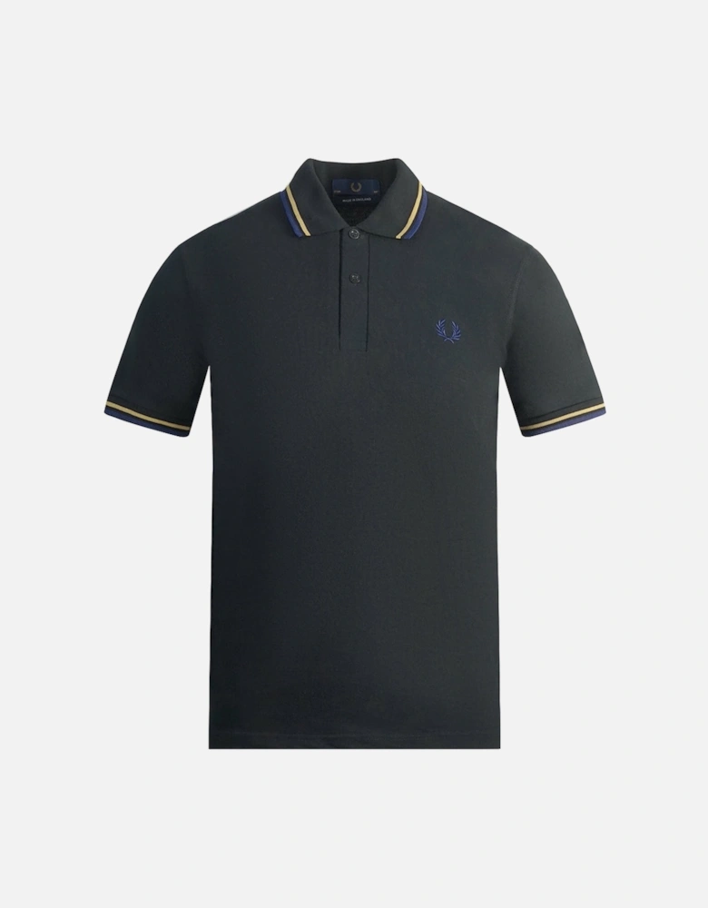 Yellow and Blue Tipped Black Polo Shirt
