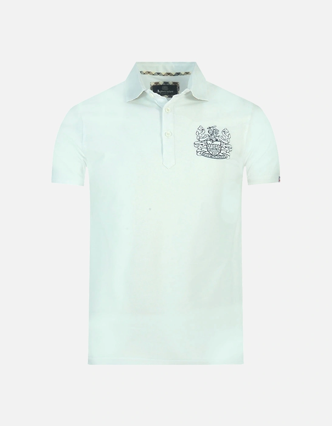 Aldis Crest Chest Logo White Polo Shirt, 3 of 2