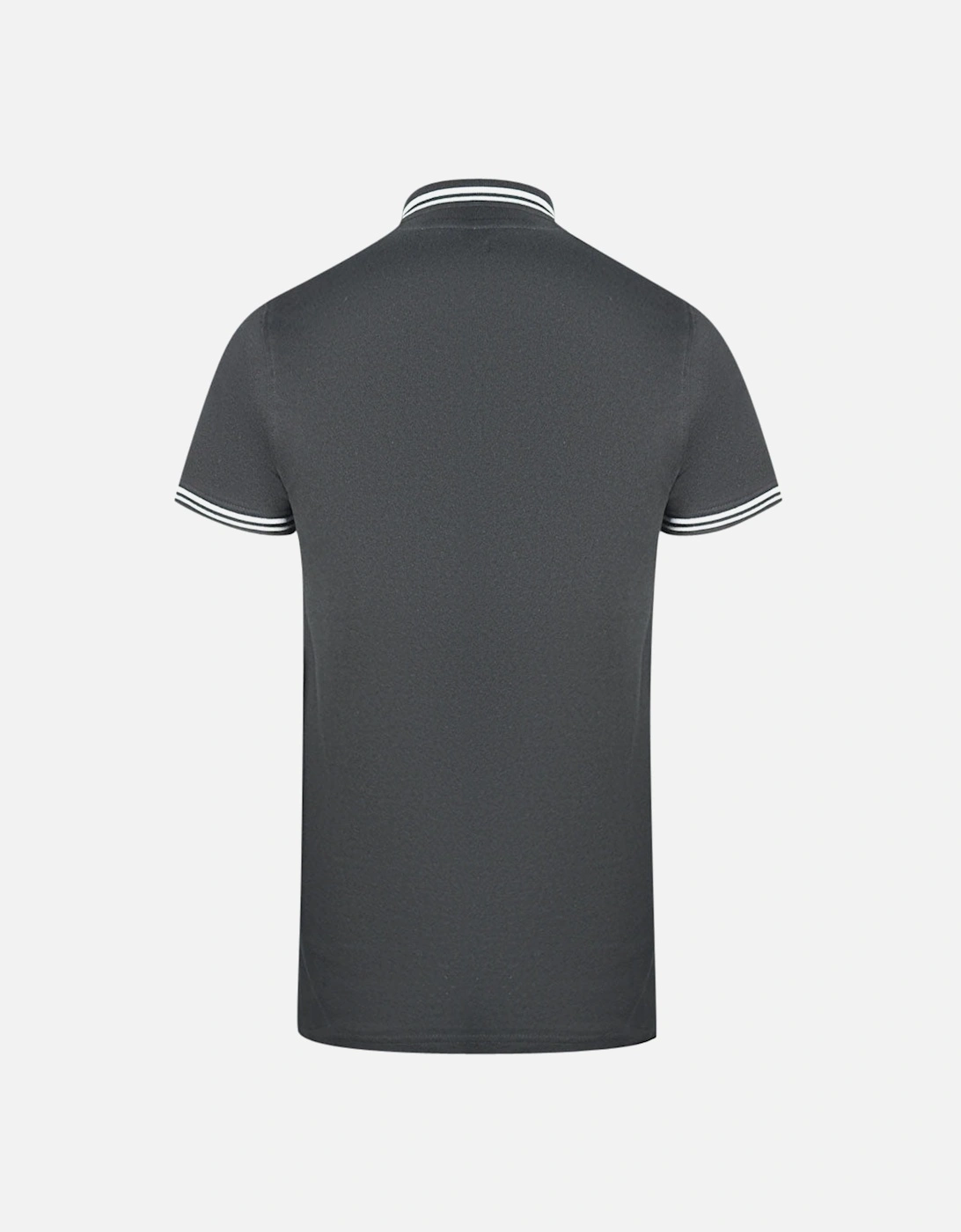 Cavalli Class Twinned Tipped Collar White Logo Black Polo Shirt