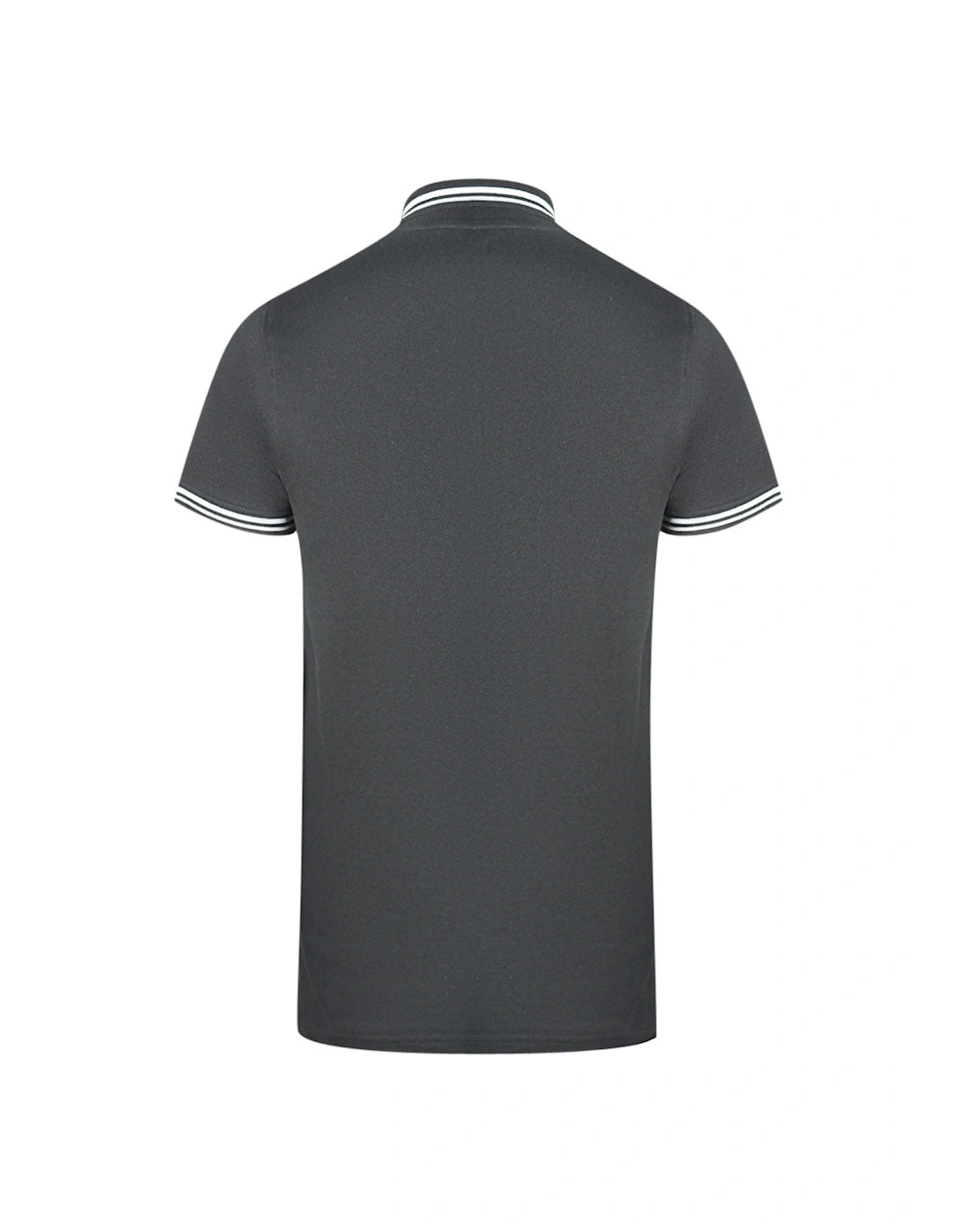 Cavalli Class Twinned Tipped Collar White Logo Black Polo Shirt