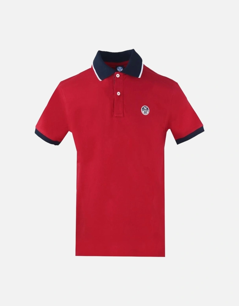 Contrast Collar Red Polo