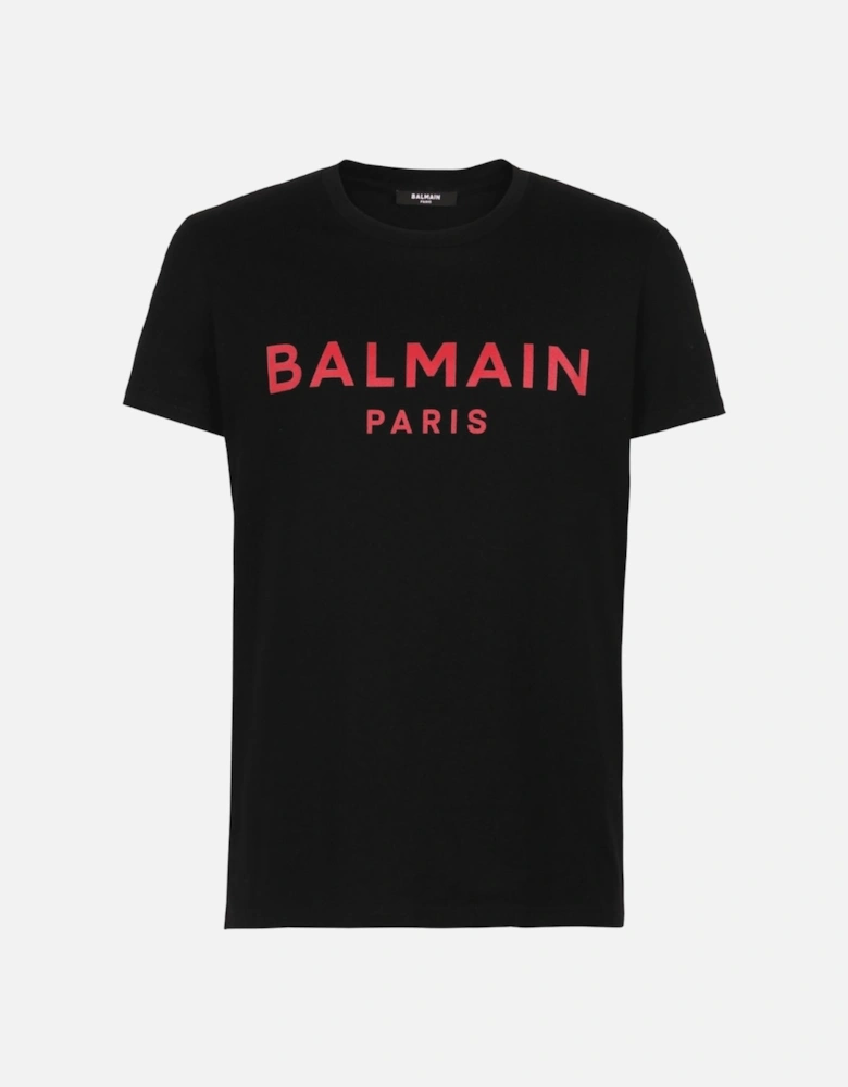 Paris Red Branded Logo Black T-Shirt