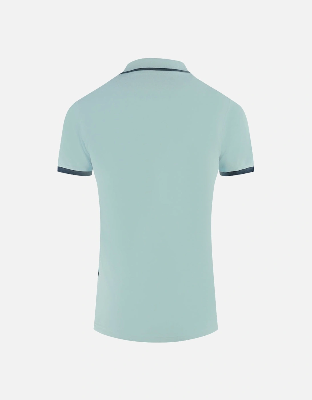 Branded Shoulder Tipped Light Blue Polo Shirt