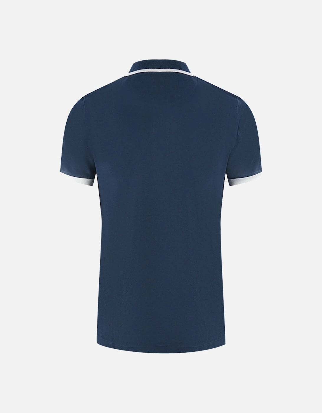 Branded Shoulder Tipped Navy Blue Polo Shirt