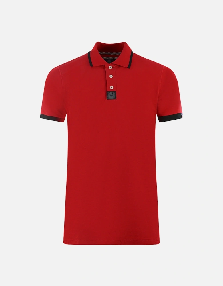 Branded Shoulder Tipped Red Polo Shirt