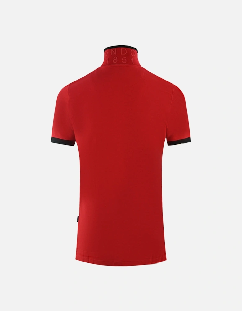 Branded Shoulder Tipped Red Polo Shirt