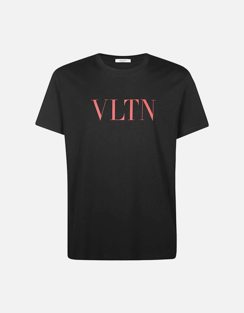 Red VLTN Print Logo Black T-Shirt