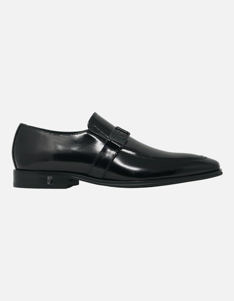 Buckle Logo Leather Black Shoes