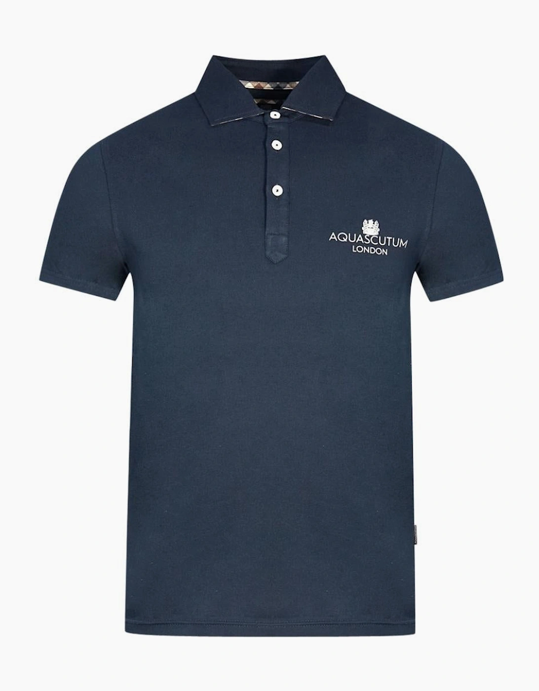 Men's Aquascutum London Bold Logo Navy Blue Polo Shirt - Size: 38