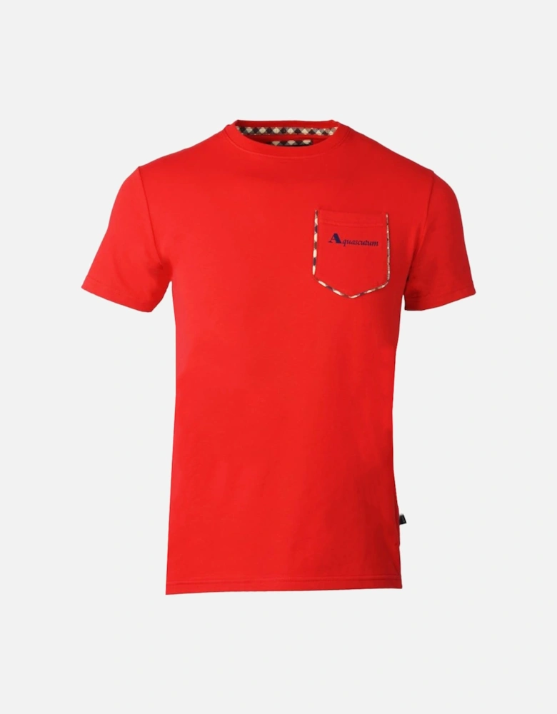 Check Pocket Trim Red T-Shirt