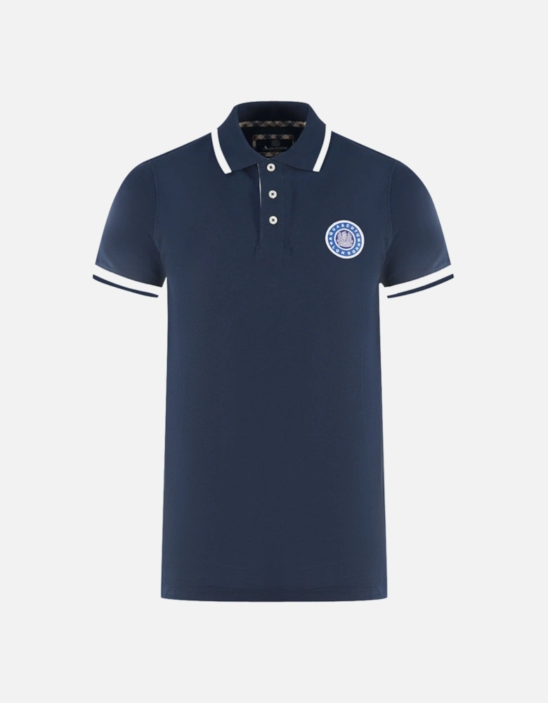 London Embroidered Badge Navy Blue Polo Shirt