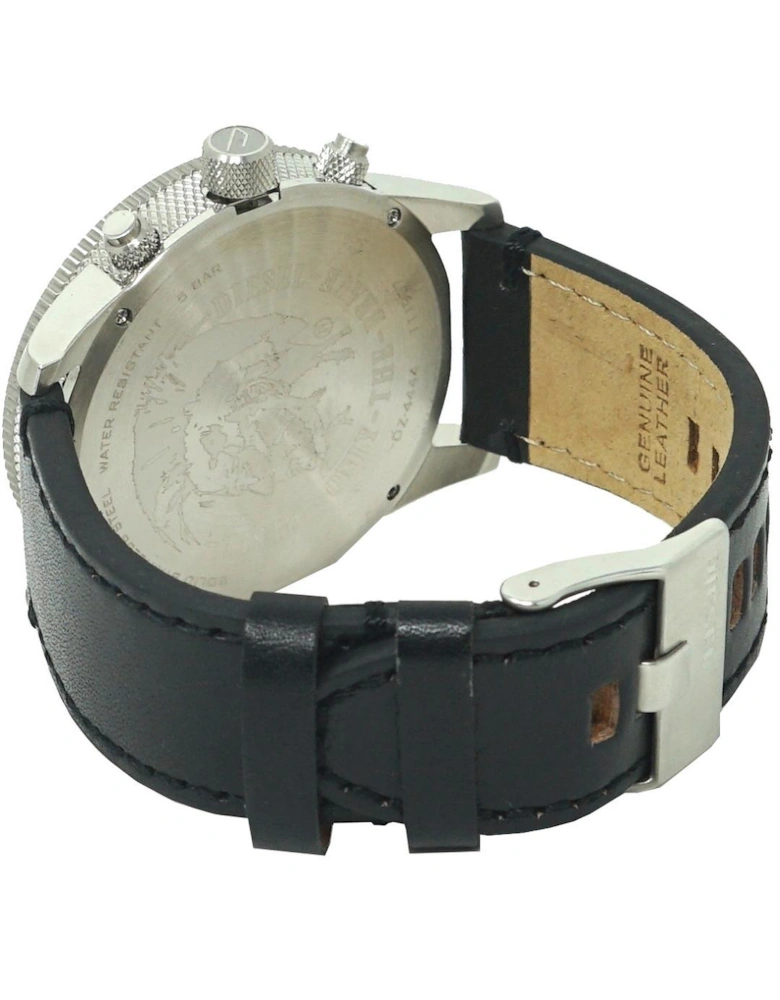 Mens Rasp Chronograph Black Dial Leather Watch