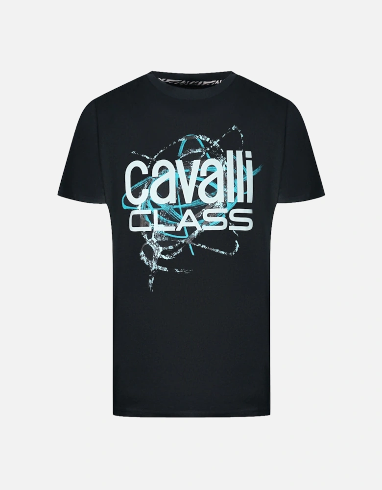 Cavalli Class Snake Skin Scribble Black T-Shirt