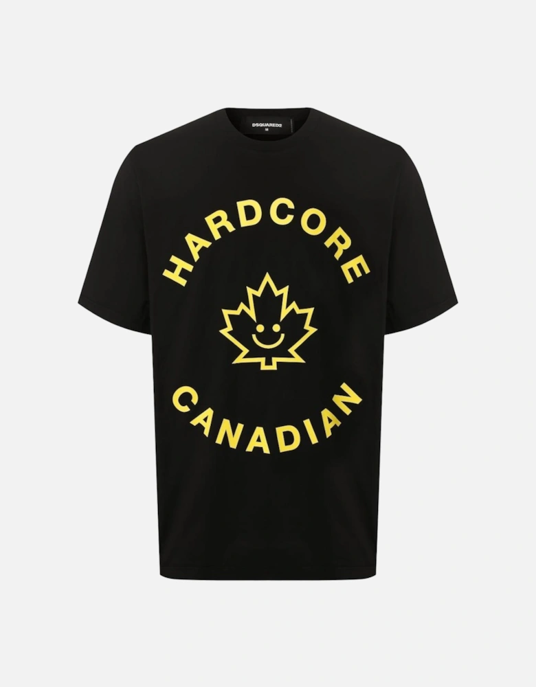 Hardcore Canadian Maple Leaf Black T Shirt