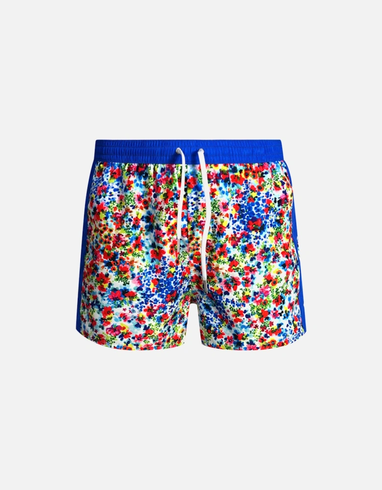 Floral Design Blue Swim Shorts