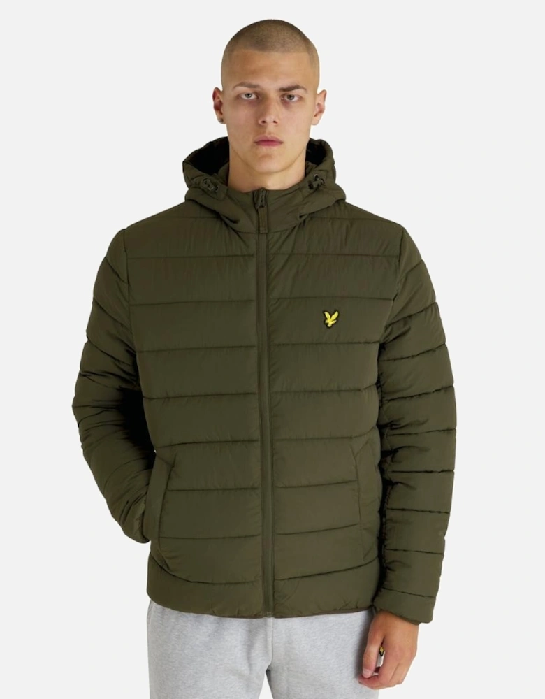 Lyle & Scott Branded Olive Hooded Puffer Jacket