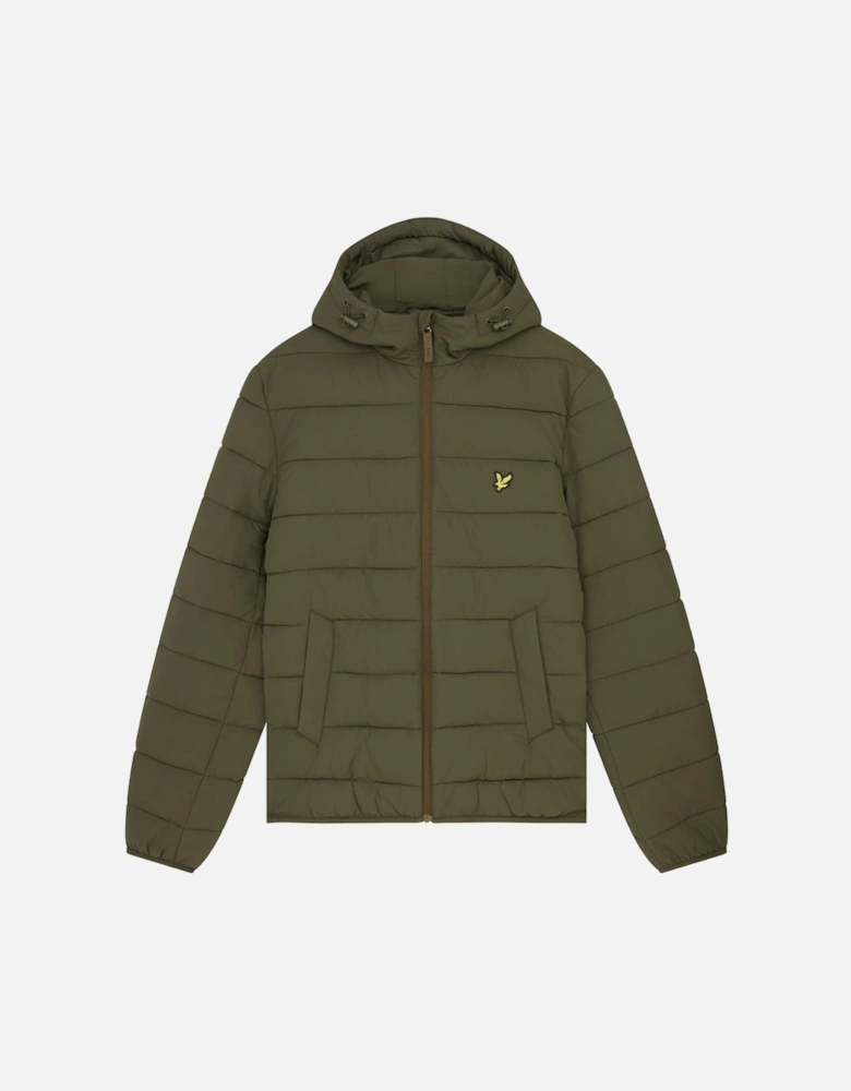 Lyle & Scott Branded Olive Hooded Puffer Jacket