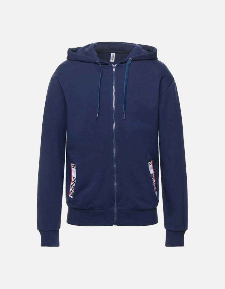 Brand Taped Pockets Navy Zip Hoodie