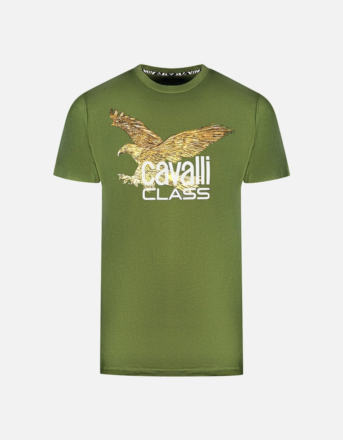 Cavalli Class Gold Eagle Logo Green T-Shirt, 3 of 2