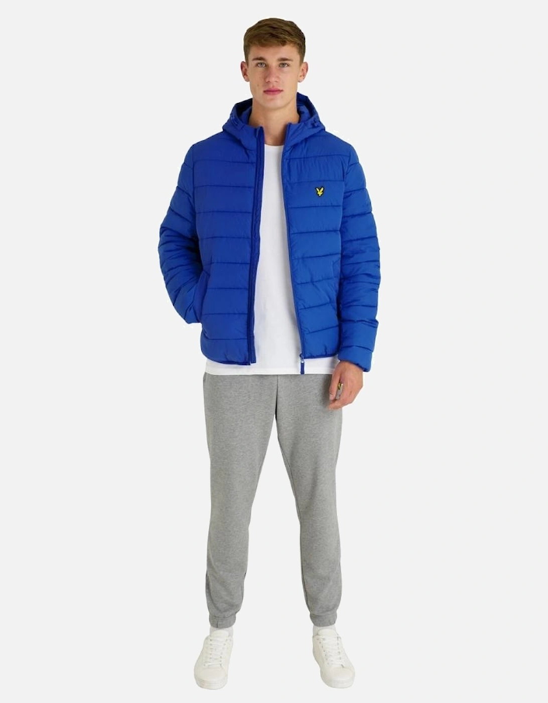 Lyle & Scott Branded Bright Blue Hooded Puffer Jacket