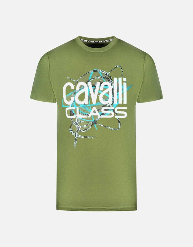 Cavalli Class Snake Skin Scribble Green T-Shirt