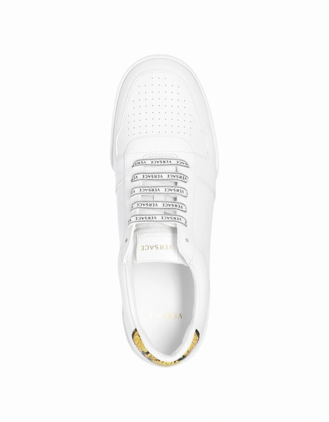 Logo Gold Heel White Sneakers