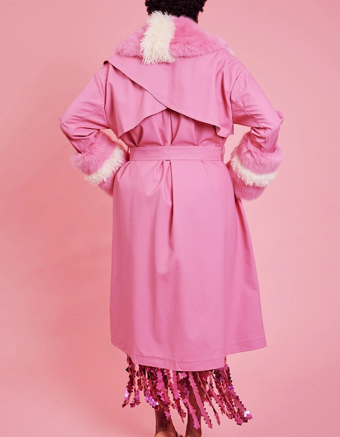 Hot Pink Eco Leather Trench Coat