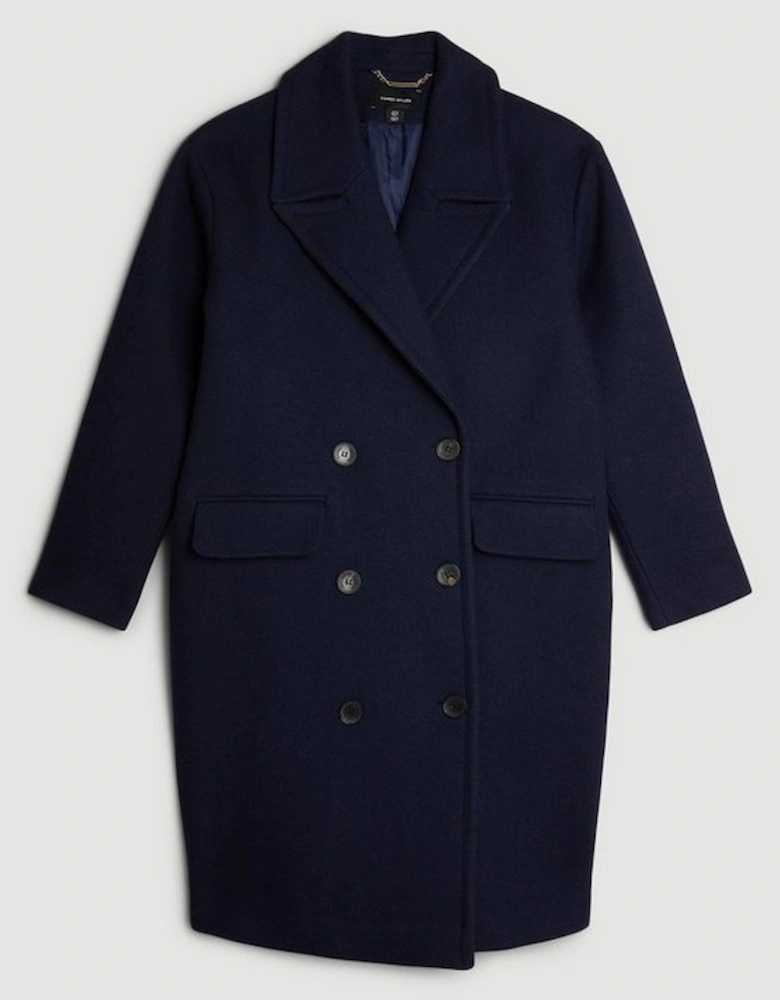 Italian Manteco Wool Blend Tailored Double Breasted Midi Coat