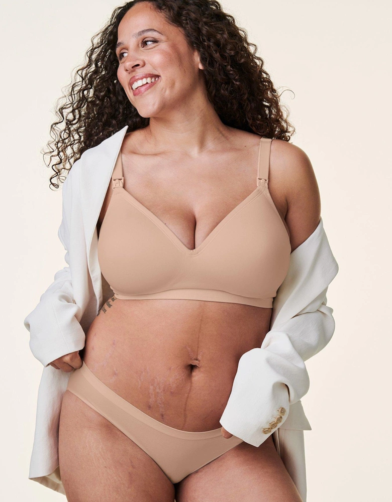 Full Cup Plunge Nursing Bra - Nude