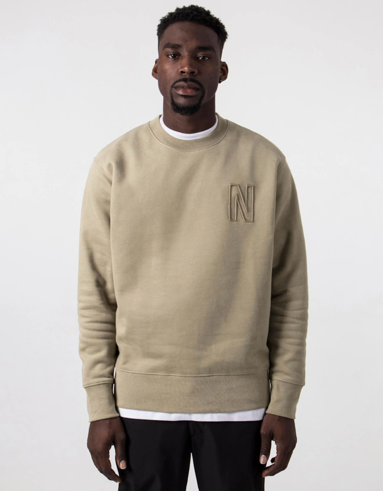 Relaxed Fit Arne Brushed Fleece N Logo Sweatshirt