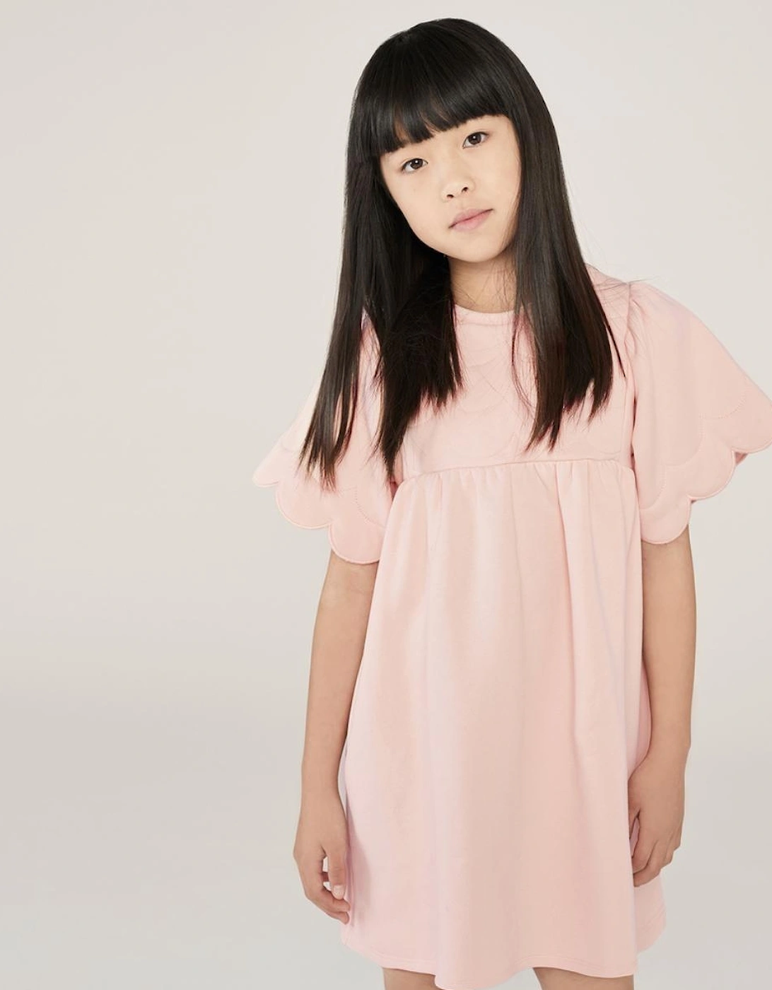 Girls Pink Scallop Dress, 4 of 3