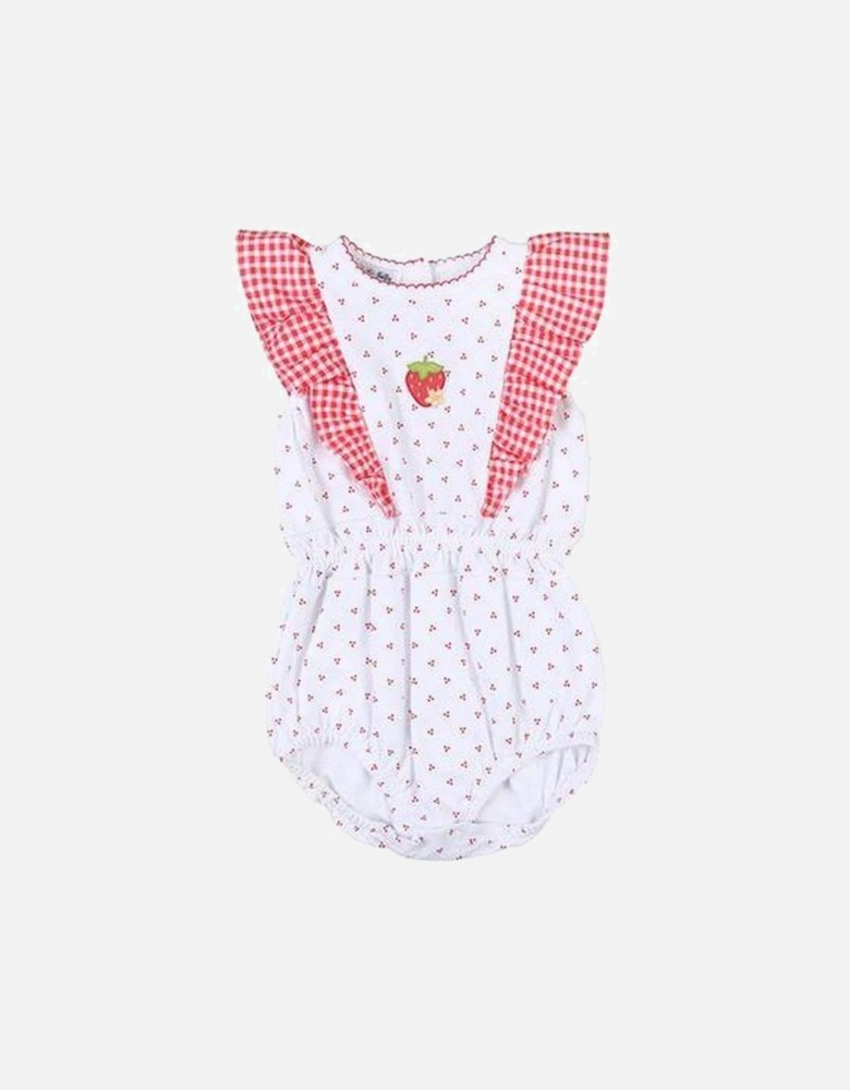 Baby Girls Fresh Strawberries Embroidered Bubble Romper